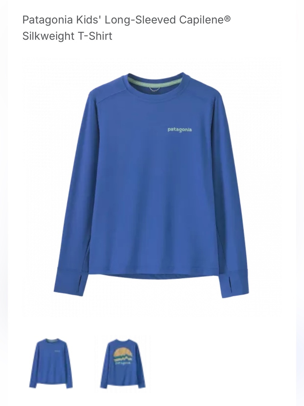 Patagonia Kids Blue Long-Sleeve Rashguard Tee